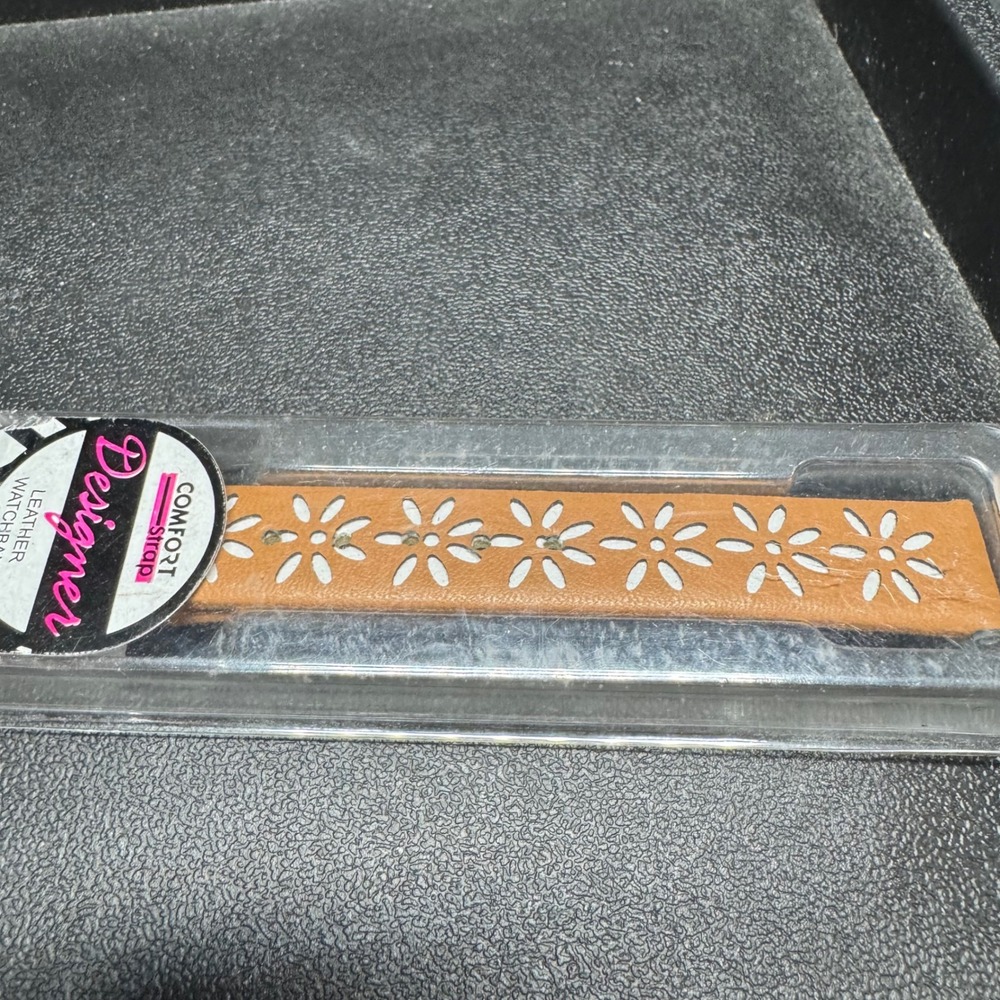 New Y2K Voguestrap Comfort Strap Tan Floral Cutout Leather Watch‎ Band TX39312CM